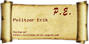 Politzer Erik névjegykártya